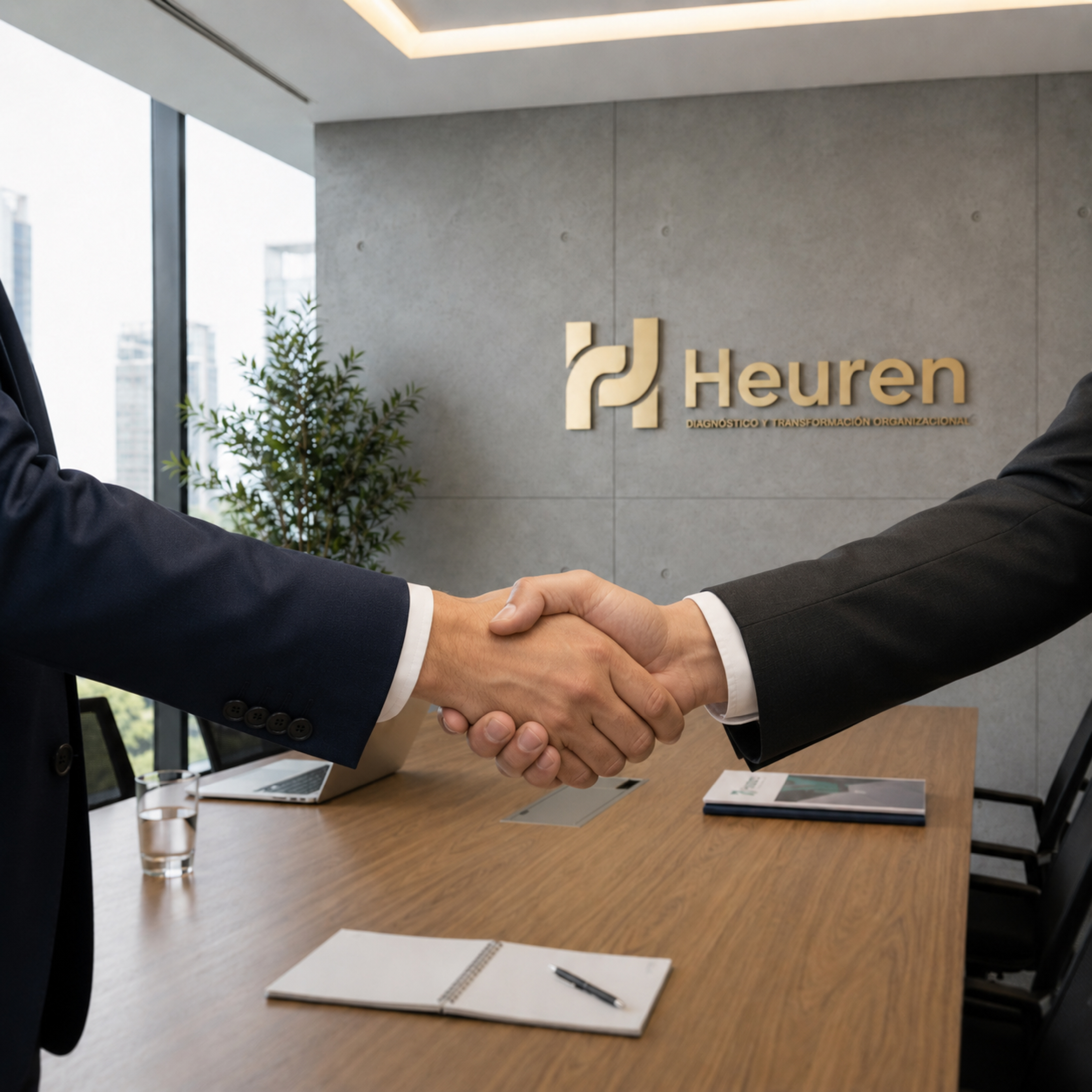 Consultor de Heuren revisando hallazgos de un diagnóstico organizacional con un directivo